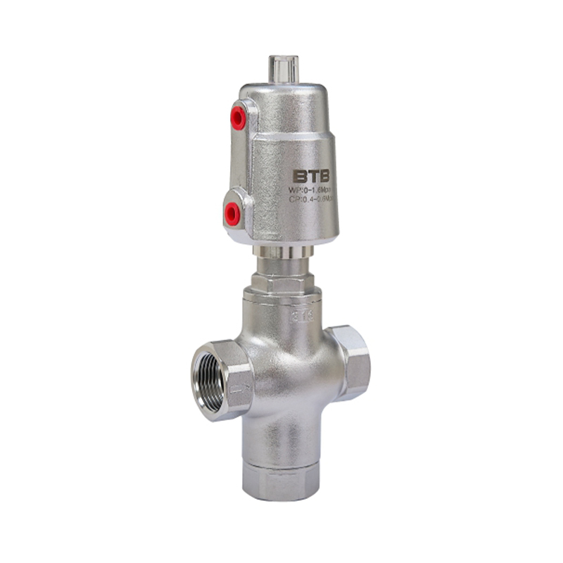 Threaded stainless steel three-way valve